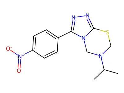 3-(4-nitrophenyl)-6-propan-2-yl-5,7-dihydro-[1,2,4]triazolo[3,4-b][1,3,5]thiadiazine structure