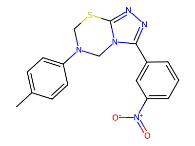 6-(4-methylphenyl)-3-(3-nitrophenyl)-5,7-dihydro-[1,2,4]triazolo[3,4-b][1,3,5]thiadiazine structure