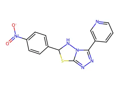 6-(4-nitrophenyl)-3-pyridin-3-yl-5,6-dihydro-[1,2,4]triazolo[3,4-b][1,3,4]thiadiazole structure