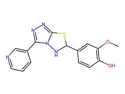 2-methoxy-4-(3-pyridin-3-yl-5,6-dihydro-[1,2,4]triazolo[3,4-b][1,3,4]thiadiazol-6-yl)phenol structure