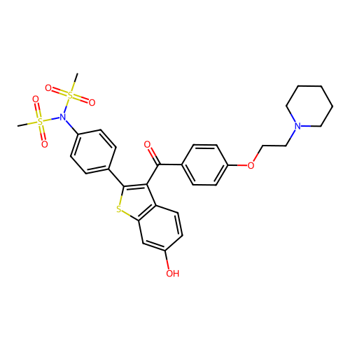 Methanesulfonamide, N-(4-(6-hydroxy-3-(4-(2-(1-piperidinyl)ethoxy)benzoyl)benzo(b)thien-2-yl)phenyl)-N-(methylsulfonyl)- structure
