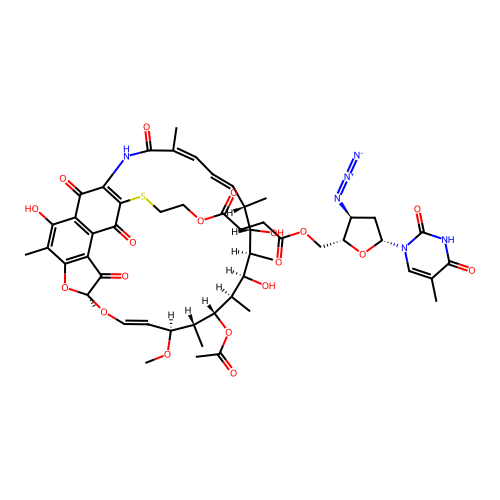 3-(O-5''-(3''-azido-3''-deoxythymidine)2'-succinyloxyethylthio)rifamycin S structure