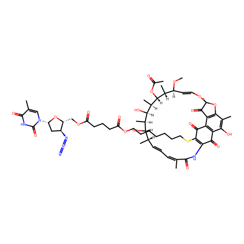 3-(O-5''-(3''-azido-3''-deoxythymidine)2'-glutaryloxyheptylthio)rifamycin S structure