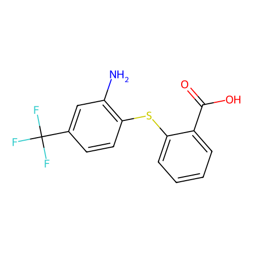 2-{[2-Amino-4-(trifluoromethyl)phenyl]sulfanyl}benzoic acid structure