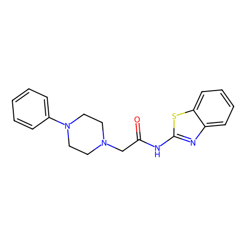 N-(1,3-benzothiazol-2-yl)-2-(4-phenylpiperazin-1-yl)acetamide structure