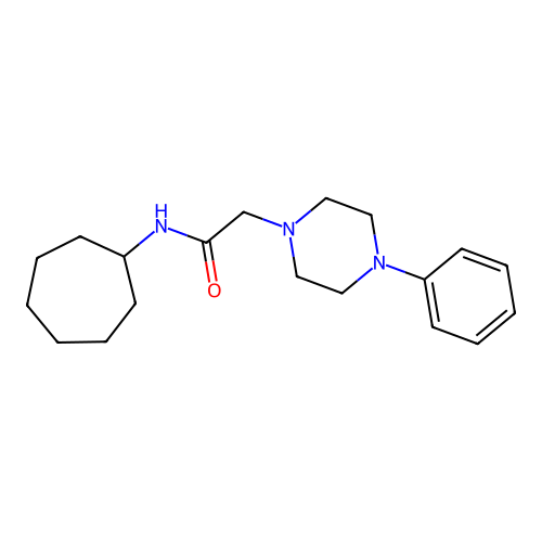 N-cycloheptyl-2-(4-phenylpiperazin-1-yl)acetamide structure
