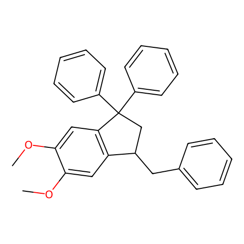 1-Benzyl-5,6-dimethoxy-3,3-diphenyl-1,2-dihydroindene structure