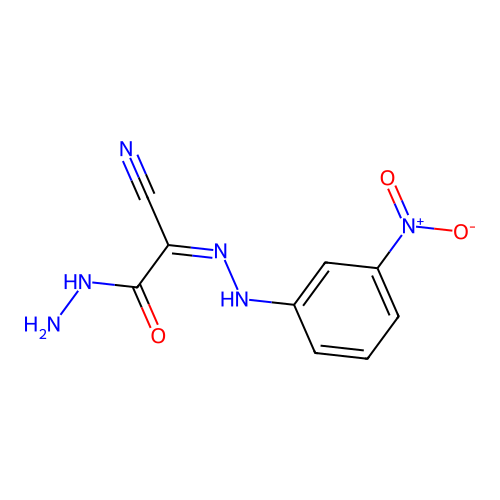 2-hydrazinyl-N-(3-nitroanilino)-2-oxoethanimidoyl cyanide structure