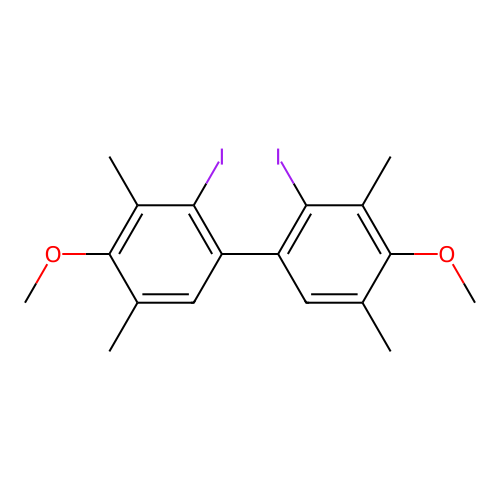 2,2'-Diiodo-4,4'-dimethoxy-3,3',5,5'-tetramethyl-1,1'-biphenyl structure