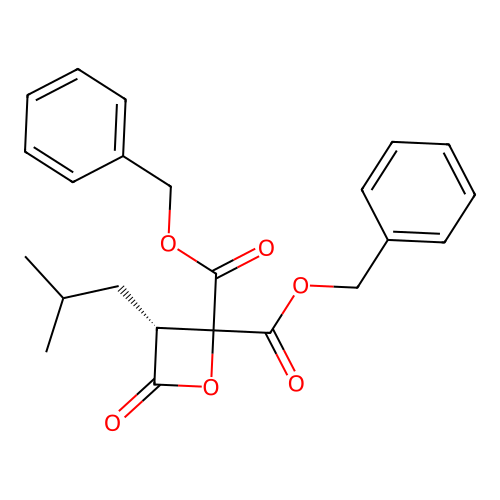 Dibenzyl (3R)-3-(2-methylpropyl)-4-oxo-oxetane-2,2-dicarboxylate structure