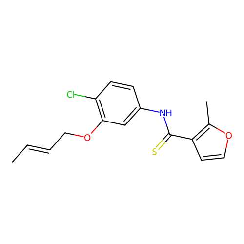 3-Furancarbothioamide, N-(3-(2-butenyloxy)-4-chlorophenyl)-2-methyl- structure