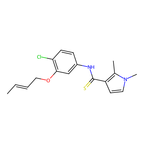 1H-Pyrrole-3-carbothioamide, N-(3-(2-butenyloxy)-4-chlorophenyl)-1,2-dimethyl- structure