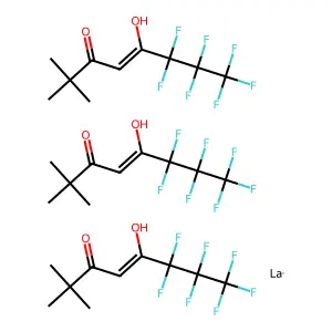 Lanthanum tris[(heptafluorodimethyl)octanedione] structure