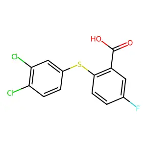 2-((3,4-Dichlorophenyl)sulfanyl)-5-fluorobenzoic acid structure