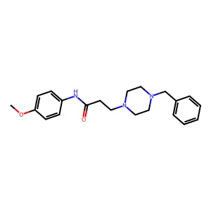 3-(4-benzylpiperazin-1-yl)-N-(4-methoxyphenyl)propanamide structure