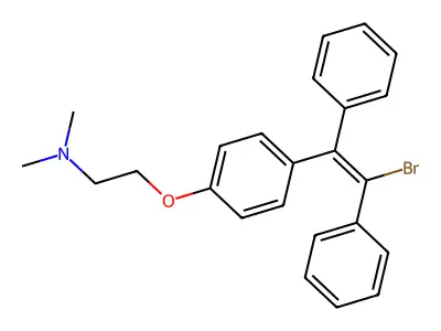 2-[4-(2-bromo-1,2-diphenylethenyl)phenoxy]-N,N-dimethylethanamine structure