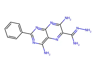 N',4,7-triamino-2-phenylpteridine-6-carboximidamide structure