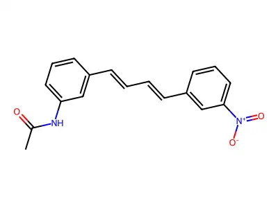 N-[3-[4-(3-nitrophenyl)buta-1,3-dienyl]phenyl]acetamide structure