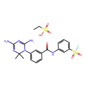 ethanesulfonic acid- 3-{[3-(4,6-diamino-2,2-dimethyl-1,3,5-triazin-1(2h)-yl)benzoyl]amino}benzenesulfonyl fluoride(1:1) structure