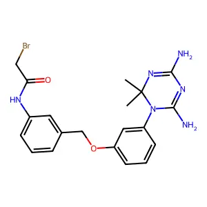 Acetamide, 2-bromo-N-(3-((3-(4,6-diamino-2,2-dimethyl-1,3,5-triazin-1(2H)-yl)phenoxy)methyl)phenyl)- structure