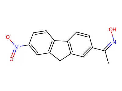 N-[1-(7-nitro-9H-fluoren-2-yl)ethylidene]hydroxylamine structure