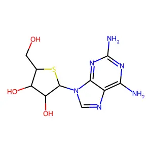 2,6-Diamino-9-(4-thio-beta-D-arabinofuranosyl) purine structure