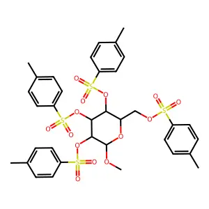 [6-methoxy-3,4,5-tris-(4-methylphenyl)sulfonyloxyoxan-2-yl]methyl 4-methylbenzenesulfonate structure
