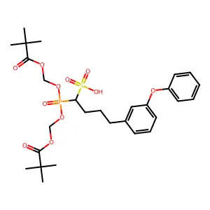 Propanoic acid, 2,2-dimethyl-, ((4-(3-phenoxyphenyl)-1-sulfobutyl)phosphinylidene)bis(oxymethylene) ester structure