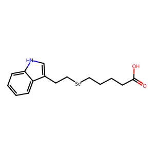 5-[2-(1H-indol-3-yl)ethylselanyl]pentanoic acid structure