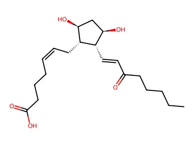 7-[(1S,2R,3R,5S)-3,5-dihydroxy-2-(3-oxooct-1-enyl)cyclopentyl]hept-5-enoic acid structure