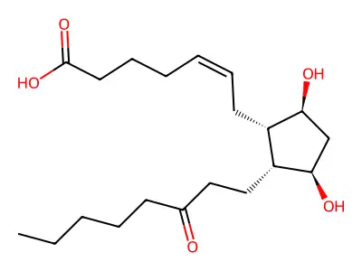 7-[(1S,2R,3R,5S)-3,5-dihydroxy-2-(3-oxooctyl)cyclopentyl]hept-5-enoic acid structure
