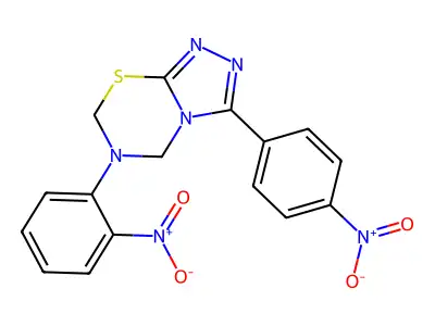 6-(2-nitrophenyl)-3-(4-nitrophenyl)-5,7-dihydro-[1,2,4]triazolo[3,4-b][1,3,5]thiadiazine structure