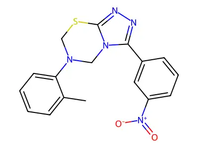 6-(2-methylphenyl)-3-(3-nitrophenyl)-5,7-dihydro-[1,2,4]triazolo[3,4-b][1,3,5]thiadiazine structure