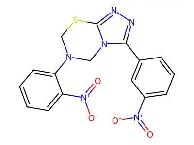 6-(2-nitrophenyl)-3-(3-nitrophenyl)-5,7-dihydro-[1,2,4]triazolo[3,4-b][1,3,5]thiadiazine structure