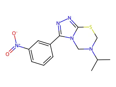 3-(3-nitrophenyl)-6-propan-2-yl-5,7-dihydro-[1,2,4]triazolo[3,4-b][1,3,5]thiadiazine structure
