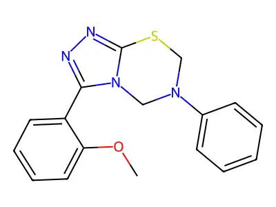 3-(2-methoxyphenyl)-6-phenyl-5,7-dihydro-[1,2,4]triazolo[3,4-b][1,3,5]thiadiazine structure