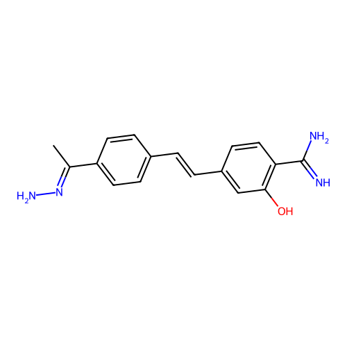 4-[2-(4-Ethanehydrazonoylphenyl)ethenyl]-2-hydroxybenzenecarboximidamide structure