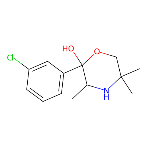 2-(3-Chlorophenyl)-3,5,5-trimethyl-2-morpholinol structure