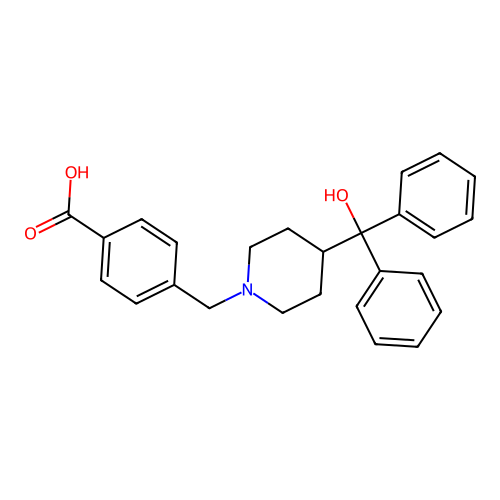 Benzoic acid, 4-[[4-(hydroxydiphenylmethyl)-1-piperidinyl]methyl]- structure