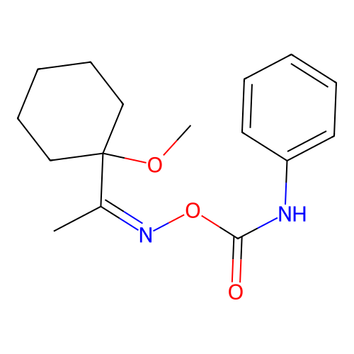 Ethanone, 1-(1-methoxycyclohexyl)-, O-((phenylamino)carbonyl)oxime structure