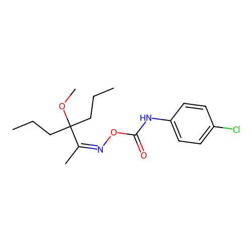 2-Hexanone, 3-methoxy-3-propyl-, O-(((4-chlorophenyl)amino)carbonyl)oxime structure