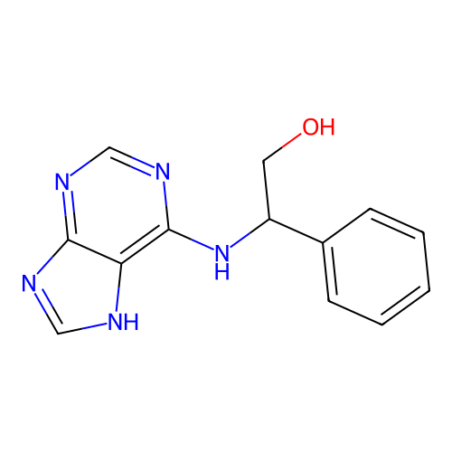 2-phenyl-2-[(7H-purin-6-yl)amino]ethan-1-ol structure