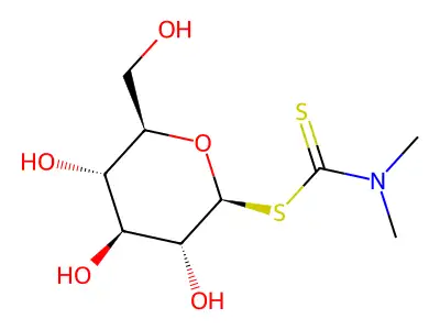 Dimethyldithiocarbamoyl-beta-glucoside structure