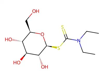 S-(beta-D-Glucopyranosyl)-N,N-diethyldithiocarbamate structure
