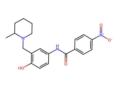 Benzanilide, 4'-hydroxy-3'-((2-methylpiperidino)methyl)-4-nitro- structure