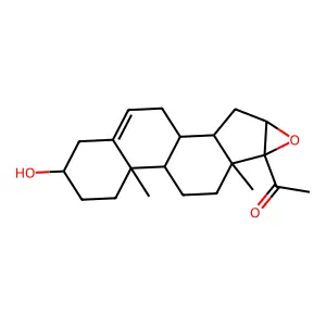 16beta,17-Epoxy-3beta-hydroxy-17alpha-pregn-5-en-20-one structure