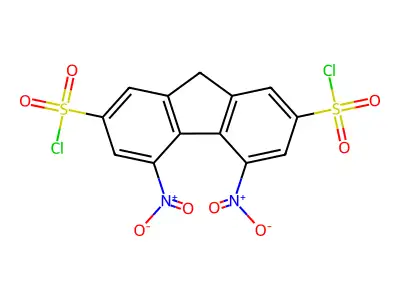 4,5-dinitro-9H-fluorene-2,7-disulfonyl dichloride structure