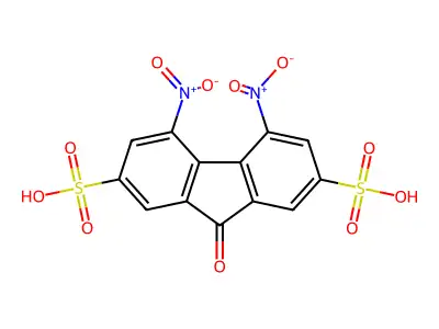 4,5-Dinitro-9-oxofluorene-2,7-disulfonic acid structure