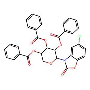 5-Chloro-3-(2,3,4-tri-o-benzoylpentopyranosyl)-1,3-benzoxazol-2(3h)-one structure