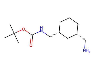 rac-tert-butyl N-{[(1R,3S)-3-(aminomethyl)cyclohexyl]methyl}carbamate structure